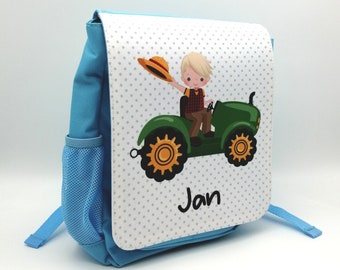 Kindergartenrucksack personalisiert "Trecker Junge" mit Namen/ Kindergartentasche/ Kinderrucksack