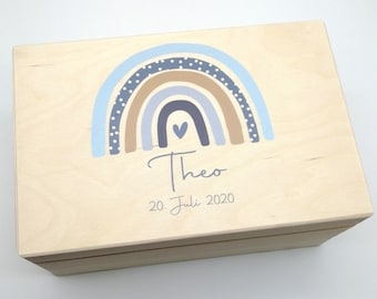 Baby memory box with name "Rainbow Dots" Memory box for children, christening gift, birth gift, baptism gift