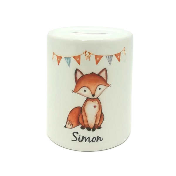 Money box "Fox" personalized with name