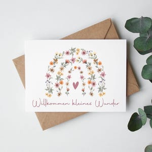 Geburtskarte, Postkarte, Klappkarte "Blumenbogen"  Glückwunschkarte zur Geburt,  Glückwunschkarte, Postkarte zur Geburt, Karte Baby