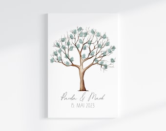 Fingerabdruck Gästebuch auf Keilrahmen personalisiert "Baum" Leinwand