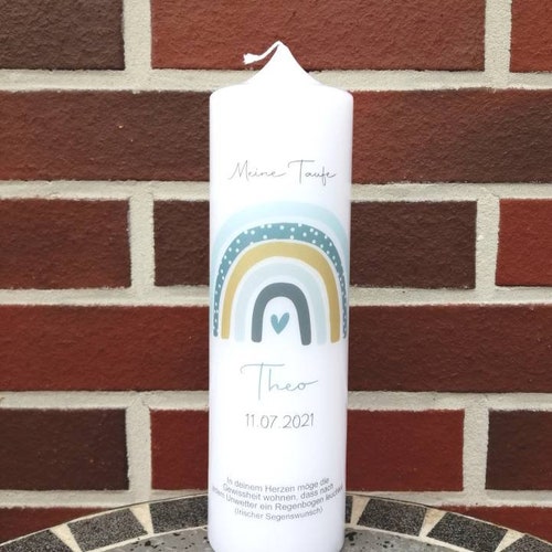 Baptismal Candle Incl. Inscription With Name and Date Etsy