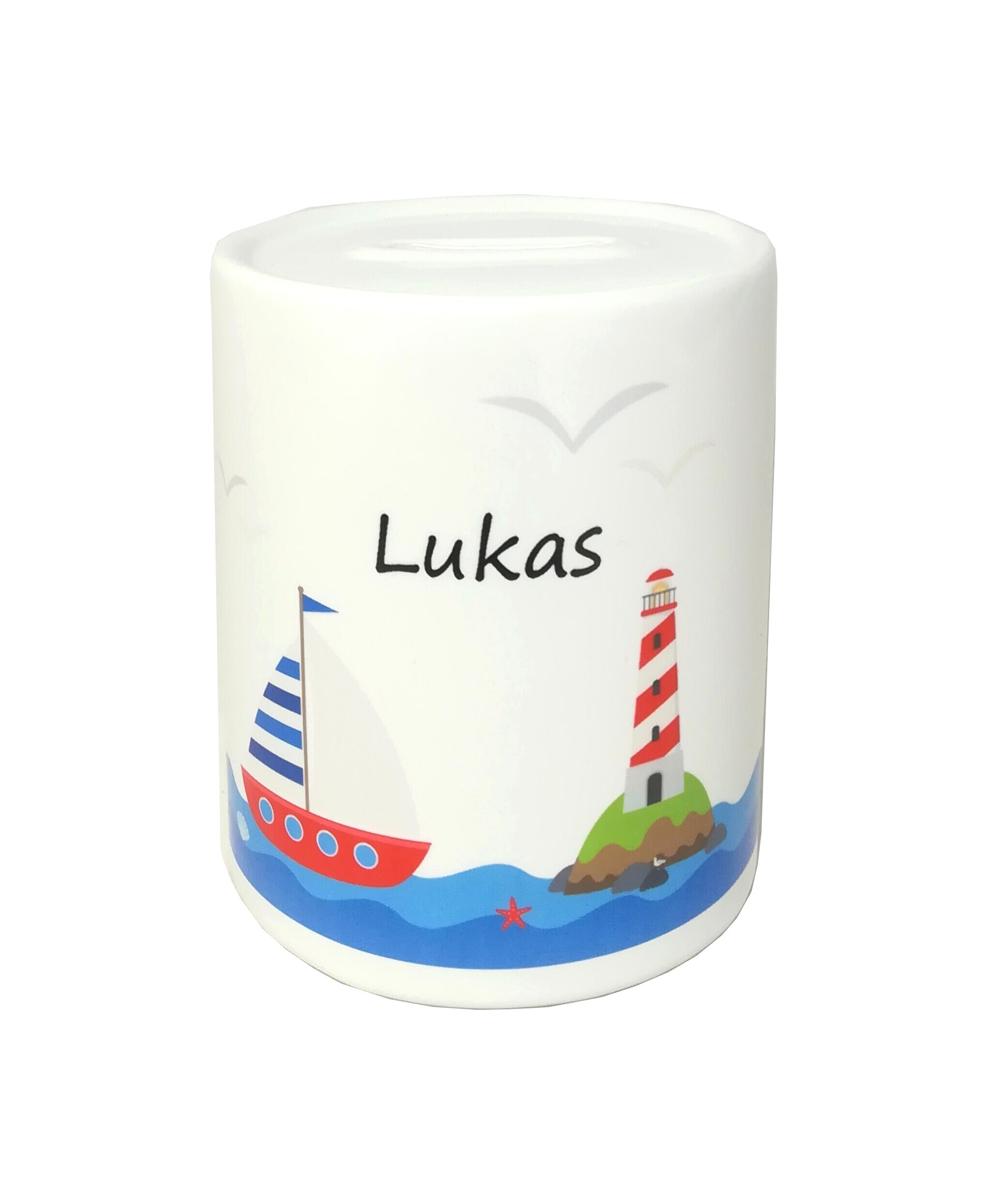Personalisierte Kindertasse Mit Namen – Bär Auf Segelboot, Keramik, 325 Ml