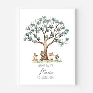 Druckdatei Fingerabdruck Gästebuch "Baum Waldtiere" Fingerprint, Gästebuch Druckdatei, Gästebuch Kommunion digital, Geschenkidee Taufe