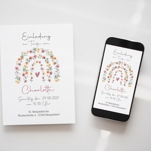 eCard/ Druckdatei Einladung Taufe "Blumenbogen"