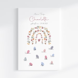 Fingerabdruck Gästebuch auf Keilrahmen personalisiert &quot;Blumenbogen&quot; Leinwand