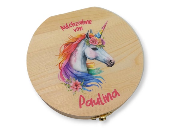Boîte à Dents De Lait Licorne - Coffret Bois Avec Accessoires Pour Garder Les Souvenirs