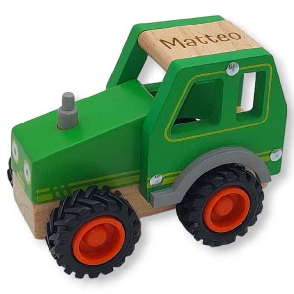 Schiebeauto "Traktor" personalisiert mit Name, Schiebtier,  Holztier