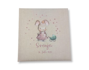 Photo album personalized baby, child "Sweet Mouse" linen, memory album, photo album gift for birth, high-quality photo album,