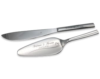 Cake server and cake knife WMF personalized "heart line" with engraving