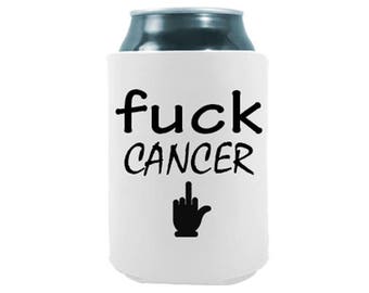 Fuck Cancer - Set of Two - Joke Humor Gift Can Coolers for Drinks Beer Beverage Holder - Quality Neoprene No Fade Can Cooler