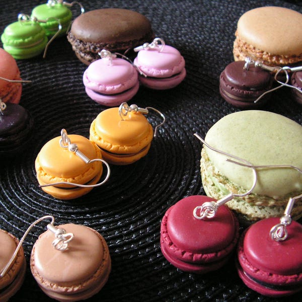 Boucles d'oreilles illusions gourmandes,Macarons,Coloris au choix