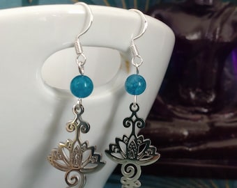 Lithotherapy earrings, Letting go, blue apatite