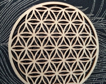 Wooden flower of life, sacred geometry