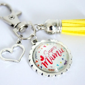 Key ring, bag charm, Super Mamie Coeur multicolore