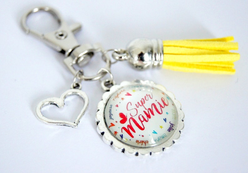 Key ring, bag charm, Super Mamie Coeur multicolore