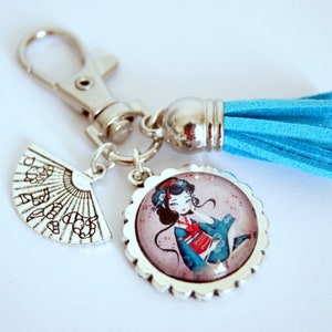 Customizable key ring, bag charm, Travel to Asia, model of your choice Princesse japonaise