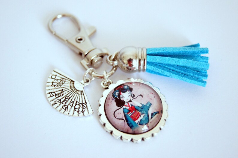 Customizable key ring, bag charm, Travel to Asia, model of your choice Princesse japonaise