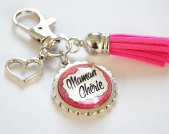 Bag charm keyring, Mom darling