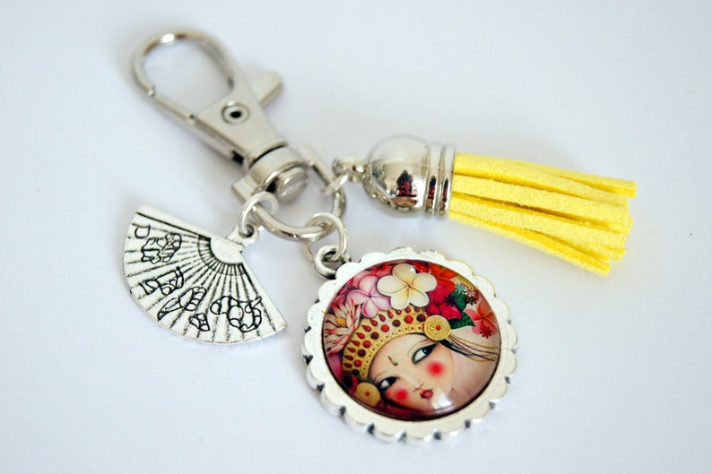 Customizable key ring, bag charm, Travel to Asia, model of your choice Princesse indienne