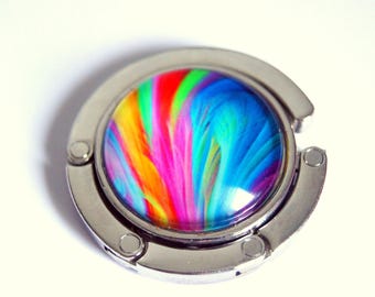 Bag hanger, multicolored feathers
