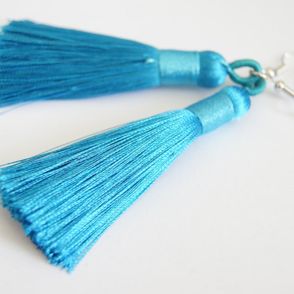 Boucles d'oreilles,Pompon bleu,Soutien Fibromyalgie