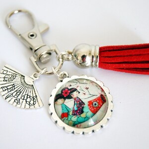 Customizable key ring, bag charm, Travel to Asia, model of your choice Enfants &cerf-volant