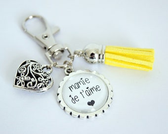 Customizable key ring, bag charm, Grandma I love you