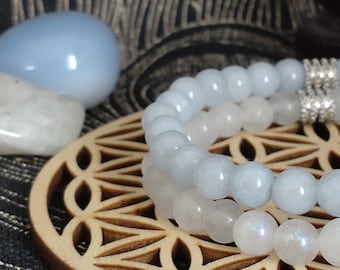 Women's bracelet, Balance and femininity, Chalcedony and moonstone