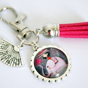 Customizable key ring, bag charm, Travel to Asia, model of your choice A dos d'éléphant