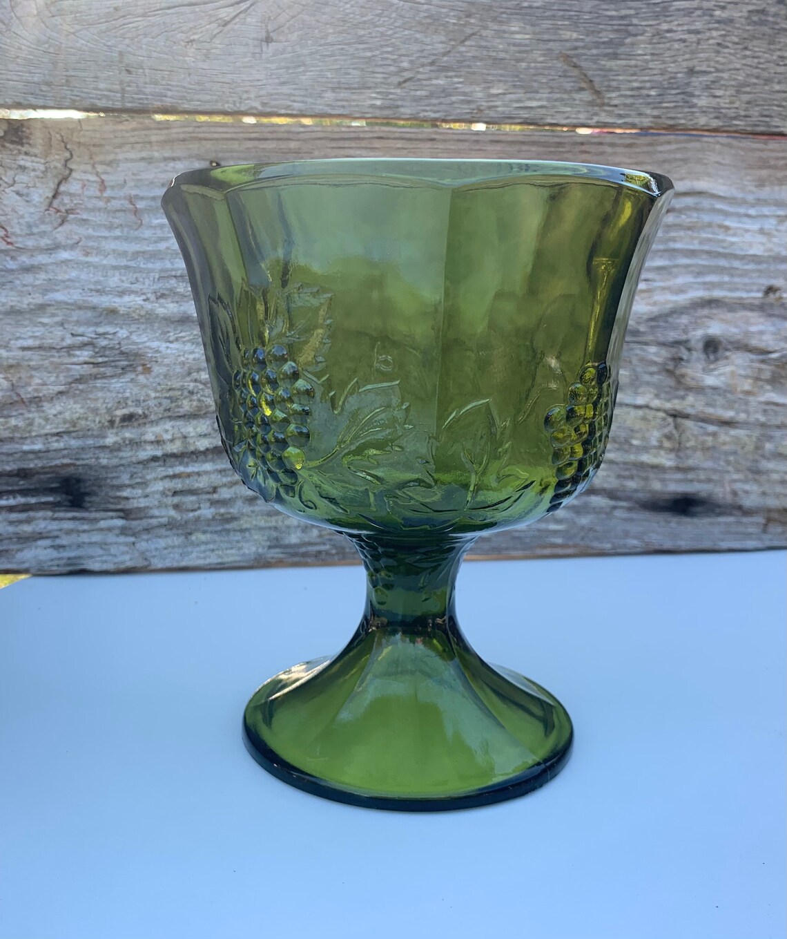 Green Indiana Glass Company Harvest Grape Candy Dish With Etsy