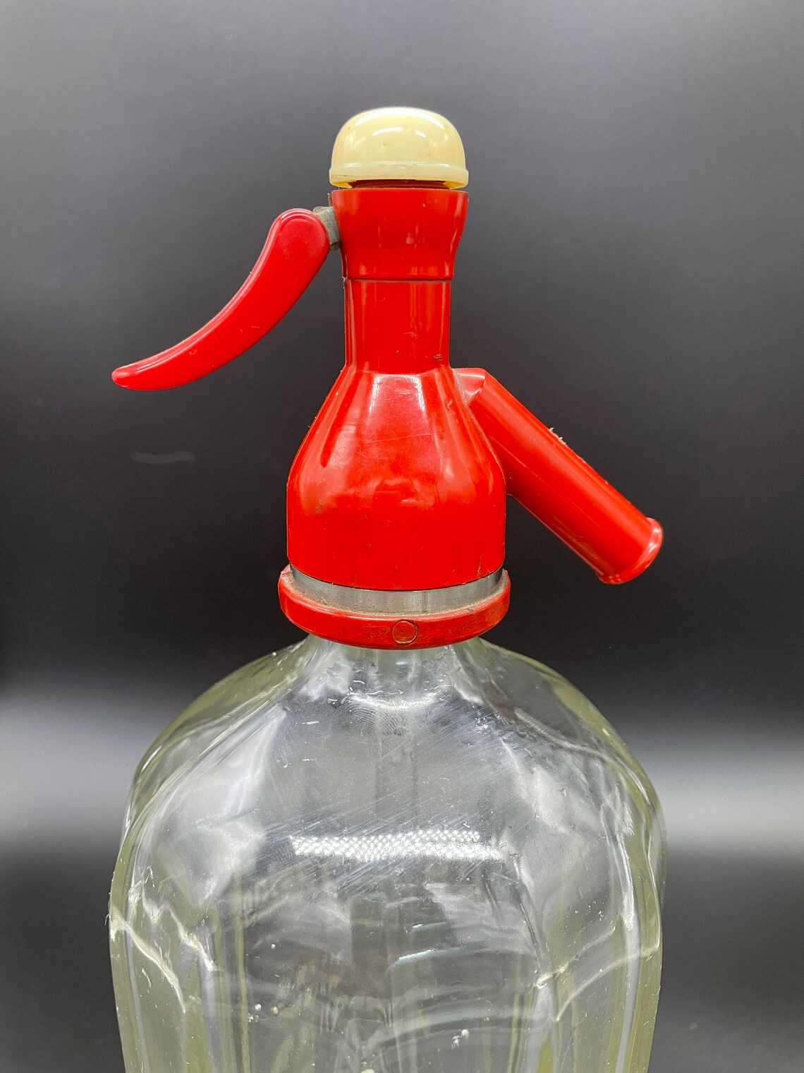 Vintage Seltzer Bottle Crystal Spring LTD Red Top Frosted Etsy