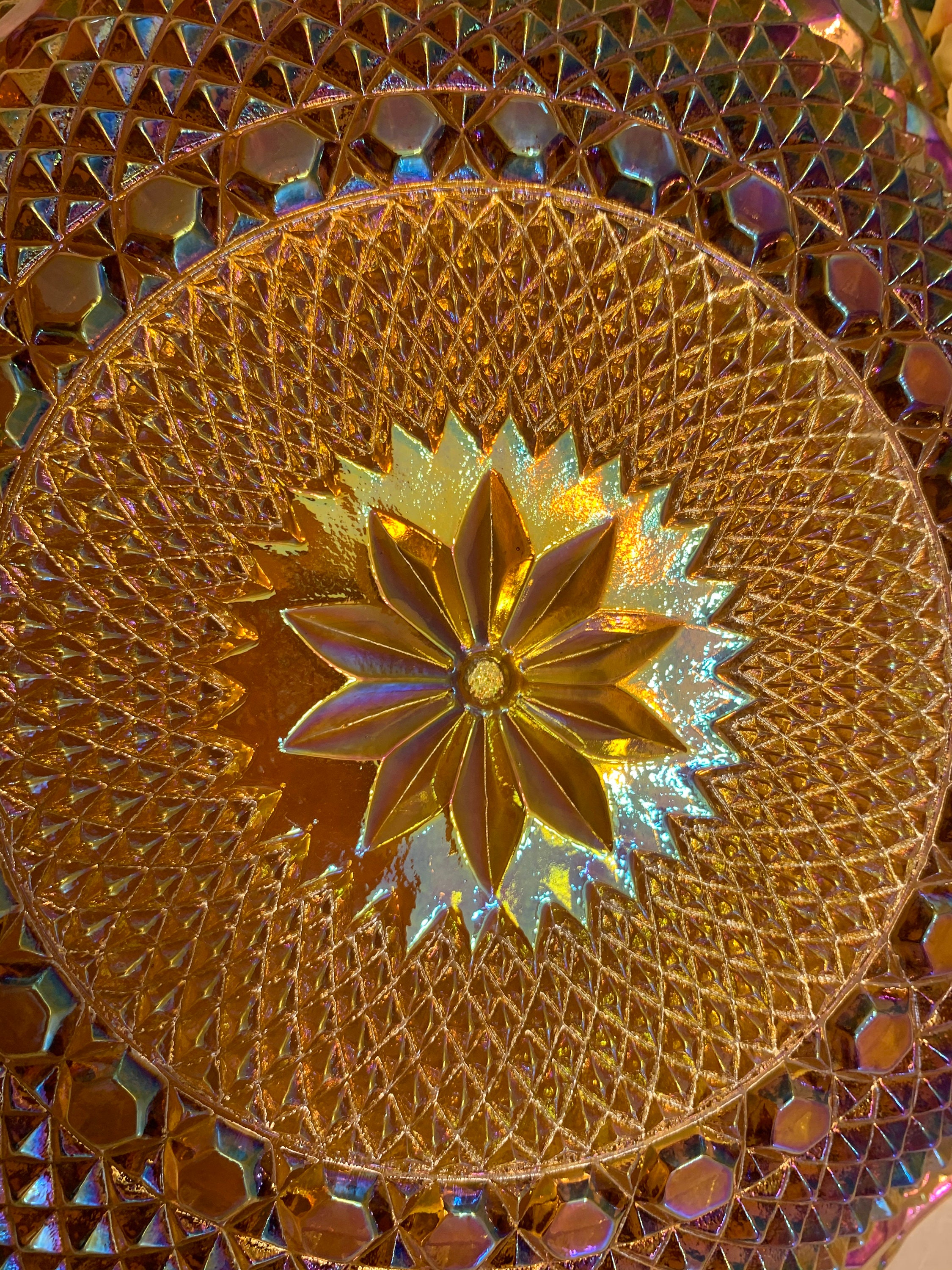 Marigold Carnival Glass Serving Platter Etsy