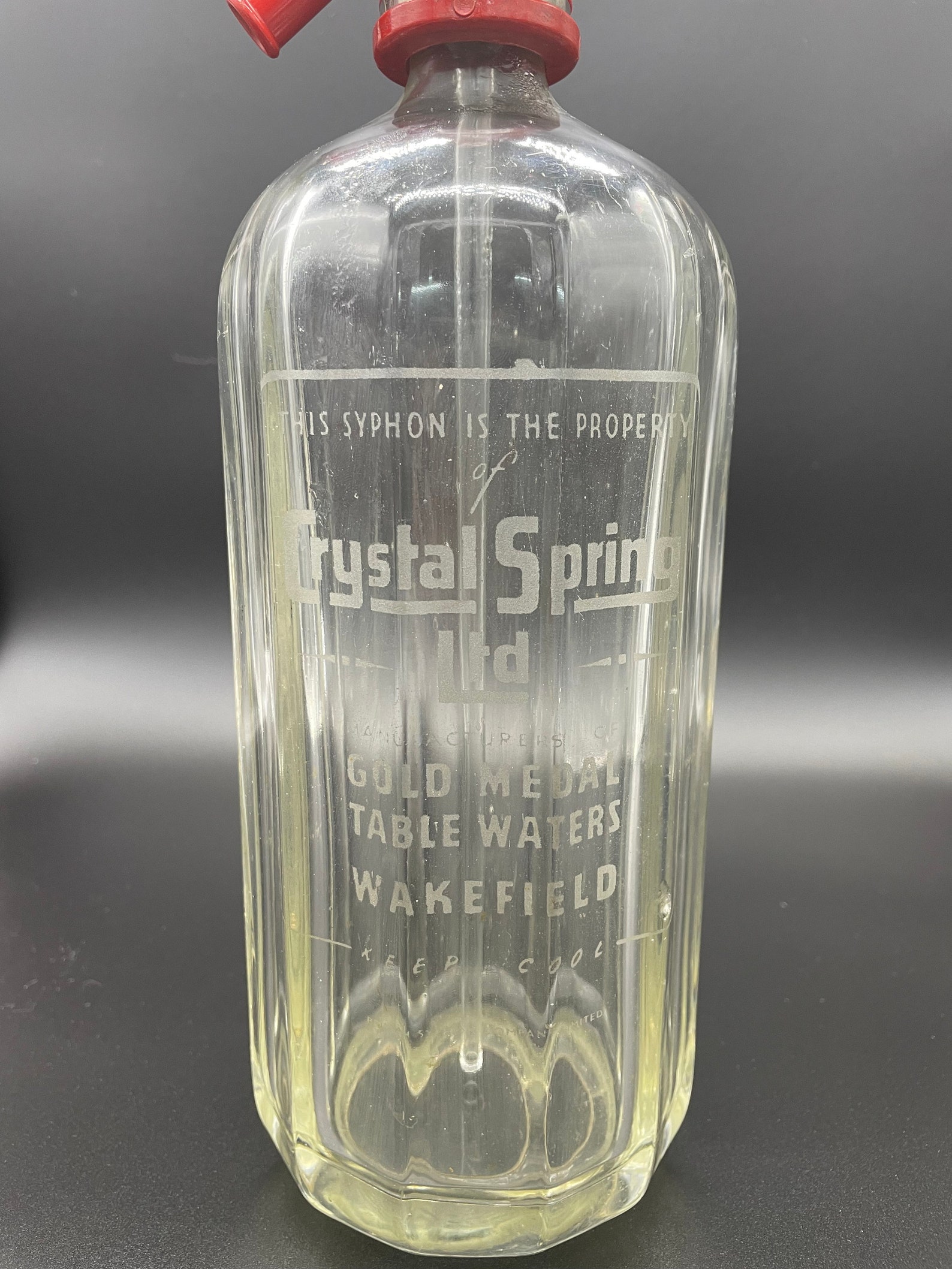 Vintage Seltzer Bottle Crystal Spring LTD Red Top Frosted Etsy