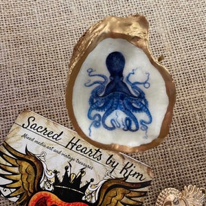 Blue Octopus oyster shell ring dish
