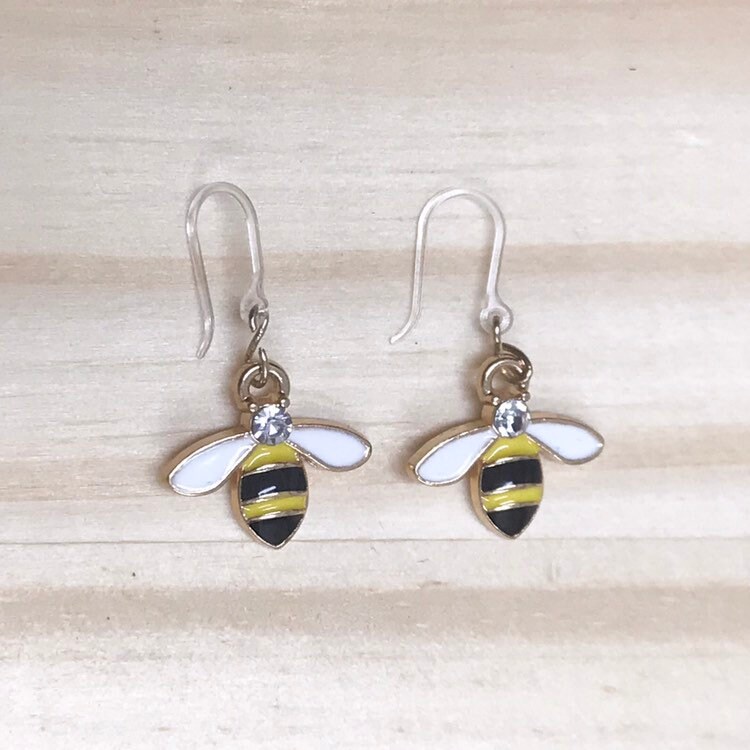 Cute Acrylic Bumble Bee Earrings - Dangle Hypoallergenic Insect Jewelry Gift For Women - View #6