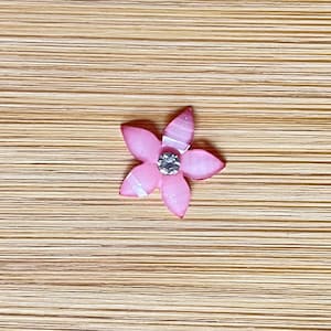 Pastel flower, resin plastic post earrings, center crystal Hypoallergenic Plastic Stud, Nickel Free, available in 4 colors, gifts for her