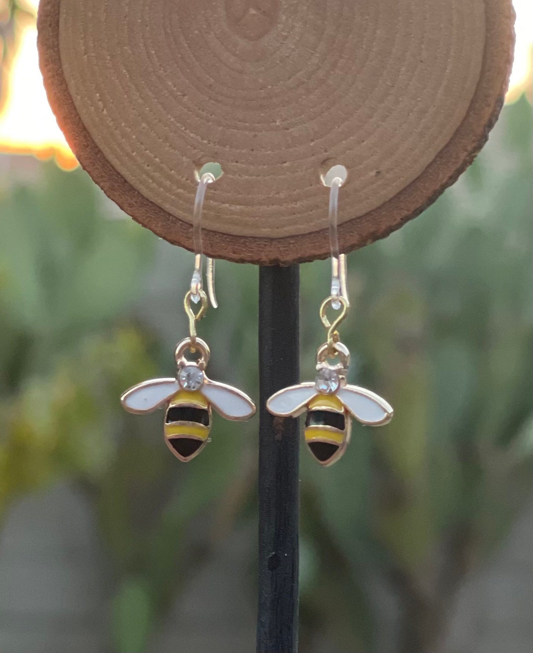 Cute Acrylic Bumble Bee Earrings - Dangle Hypoallergenic Insect Jewelry Gift For Women - View #9