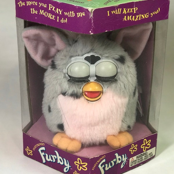 Original Super Rare Grey With Pink Furby, First Edition NRFB in Box  - Rare Vintage 1998 Tiger Electronic Toy Model 70-800