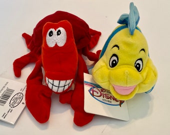 Vintage Disney Mini Bean Bag Flounder and Sebastian