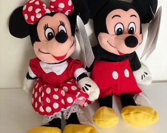 Vintage Mickey and Minnie Plush Set: Polka Dot Skirt, Red & White