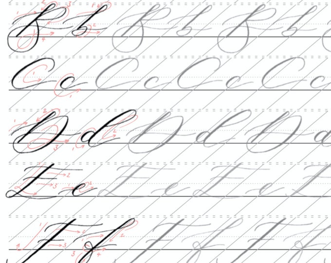 Modern Calligraphy Alphabet A4 Printable Worksheet - Etsy