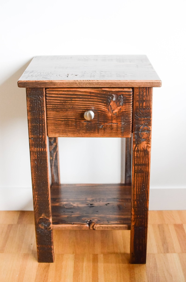 Bedside table reclaimed wood Etsy