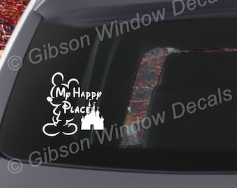 Mickey My Happy Place Disney Inspired Car Window Decal,Sticker, Vinyl, Window Decal, Decal, Laptop