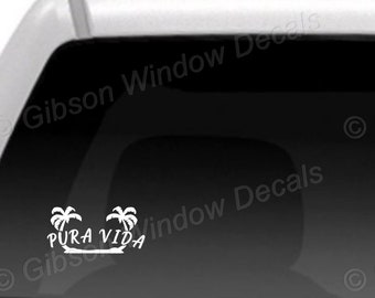 Pura Vida w Palms Window Decal,Sticker, Vinyl, Window Decal, Decal,