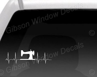 EKG Sewing Machine Car Window Decal,Sticker, Vinyl, Window Decal, Decal, Laptop,Quilt, Quilting, Sewing