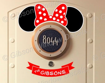 Stateroom Porthole Door Minnie Ears Bow Theme, Cruise Ship Door Magnets, Disney Cruise, Mickey, Minnie