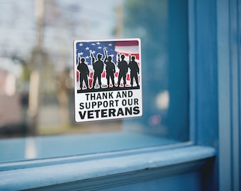 Thank and Support Our Veterans Color Sticker,US w Flag, Car Window Decal,Sticker, Vinyl, Window Decal, Decal, Laptop