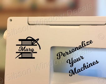 Needle Thread Name Decal- Personalized, Set of 2, Sewing Machine Decal,Sticker, Vinyl, Window Decal, Decal,Quilt, Quilting, Sewing