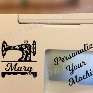 Sewing Machine Split Name Decal- Personalized, Set of 2, Sewing Machine Decal,Sticker, Vinyl, Window Decal